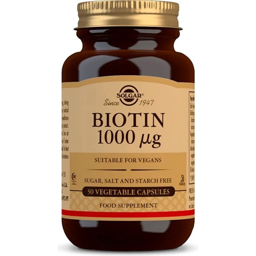 Solgar Biotin 1000 μg For hair and skin 50 capsules 1×50 cps, dietary supplement