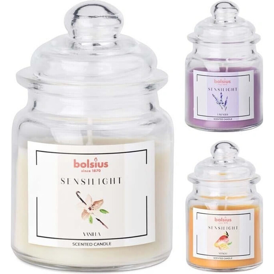 Bolsius Sensilight Bottle with lid Mix of scented candles Vanilla, Lavender, Mango 1×1 pc, size 79 x 126 mm