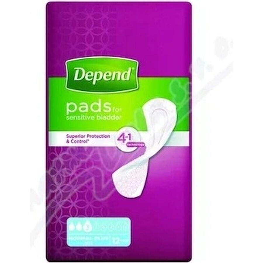 DEPEND NORMAL PLUS 1×12 Stück, Inkontinenzeinlagen 10×28 cm