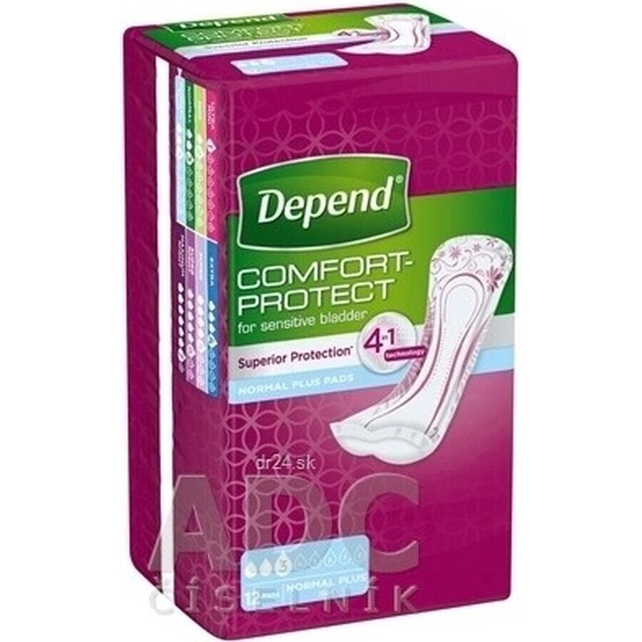 DEPEND NORMAL PLUS 1×12 Stück, Inkontinenzeinlagen 10×28 cm