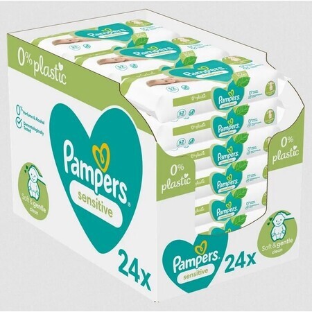 Pampers Sensitive Box Doekjes Plastic Vrij 24x52st 24×52st