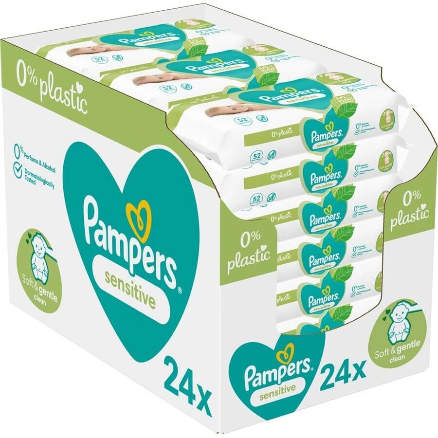 Pampers Sensitive Box Doekjes Plastic Vrij 24x52st 24×52st