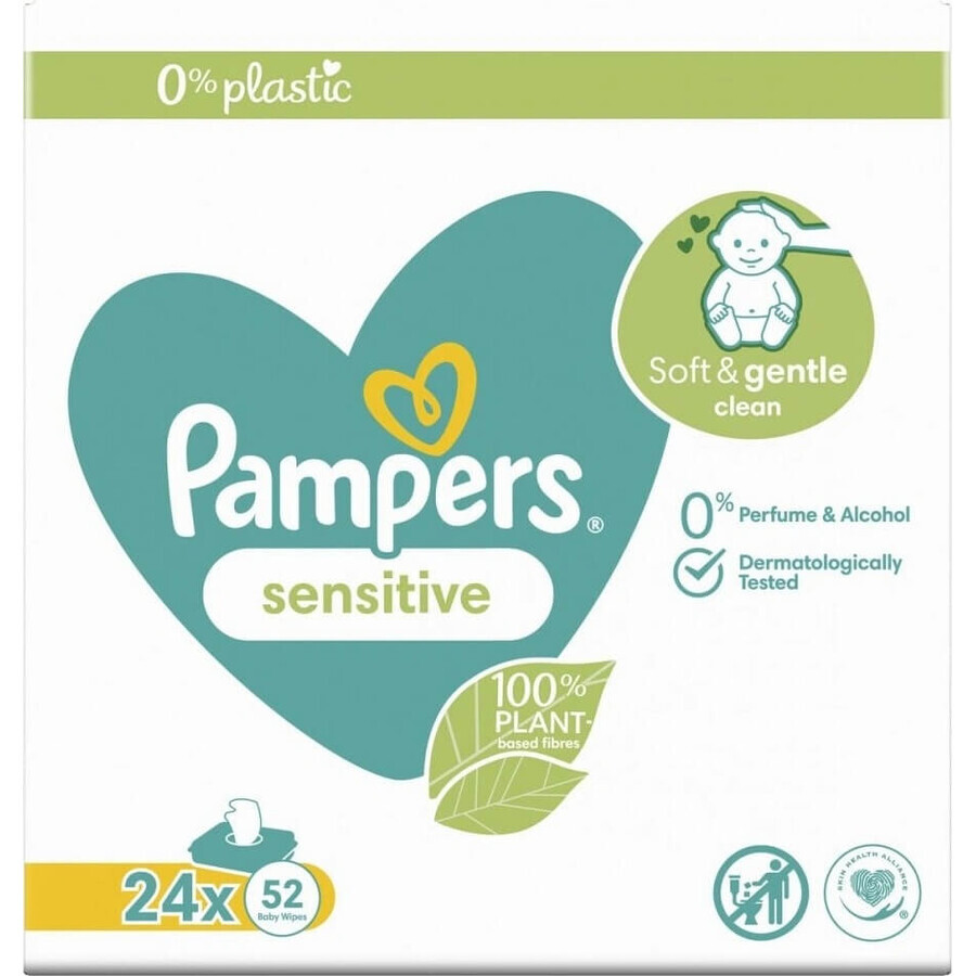 Pampers Sensitive Box Doekjes Plastic Vrij 24x52st 24×52st