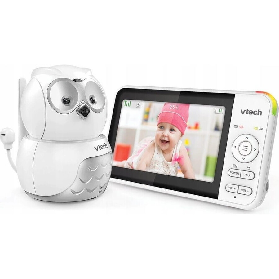 VTECH BM5550-OWL, Baby-Video-Babysitter Eule mit 5"-Bildschirm und 1×1pc schwenkbarer Kamera, Babysitter