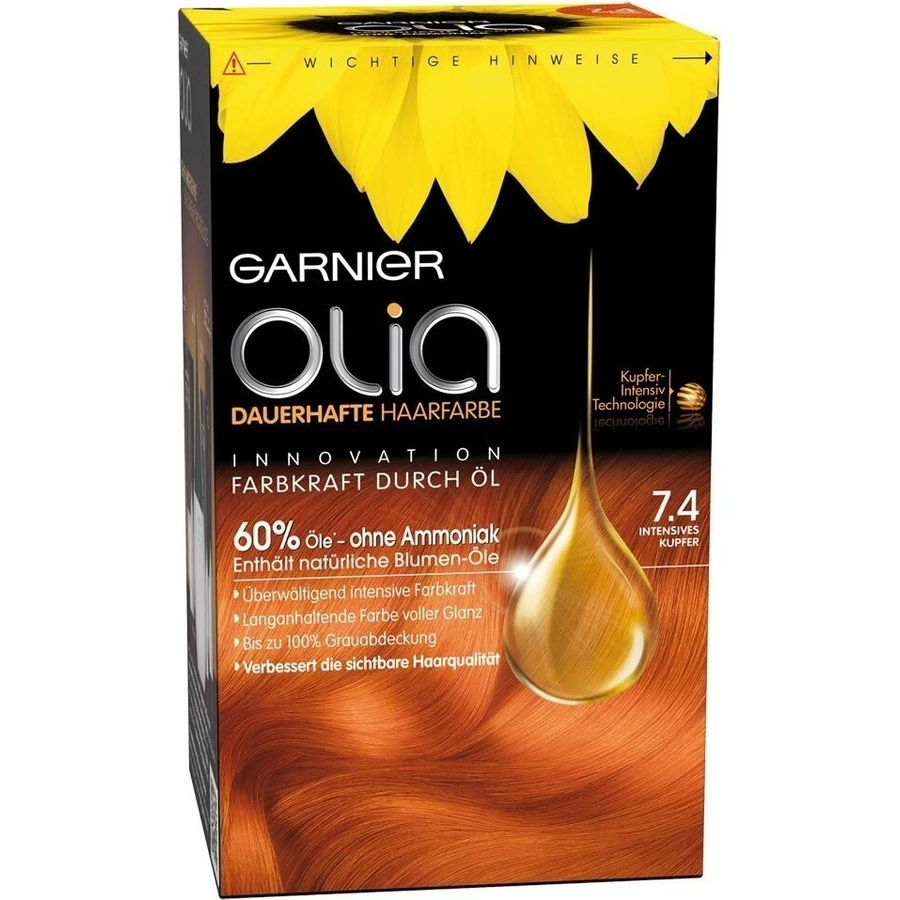Garnier Olia Permanente Haarkleuring 7.40 Intense Koper 1×1 set, permanente haarkleuring
