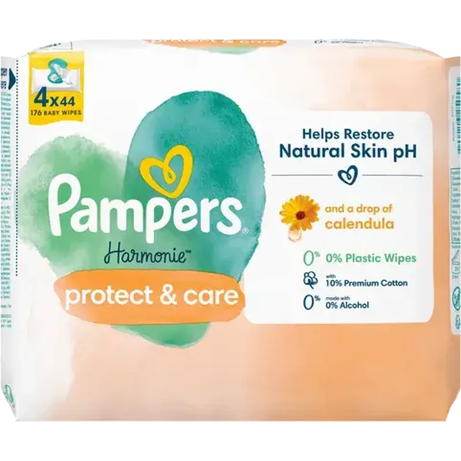 Pampers Harmonie Protect & Care, Babytücher 4 x 44 Stk