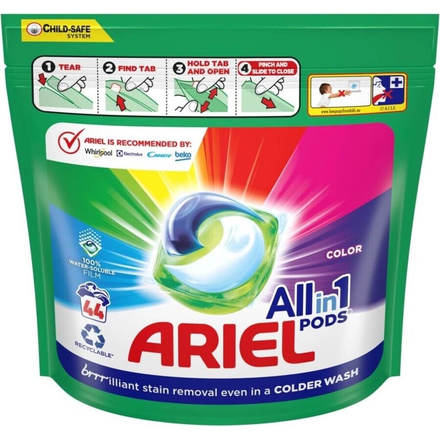 Ariel All-in-1 PODS Kleur, Wasgelcapsules, 44 Was 1×44st, Wasgelcapsules