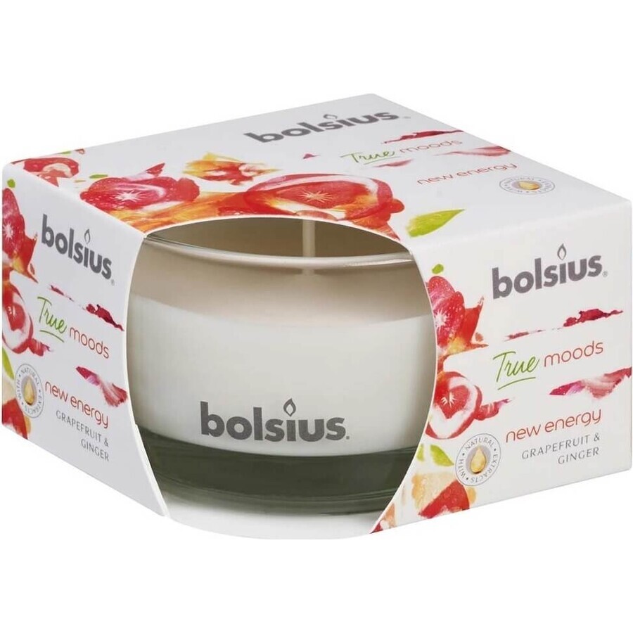 Bolsius Aromatic 2.0 Glasflasche 80x50mm Neue Energie, Duftkerze 1×1 Stück, Duftkerze