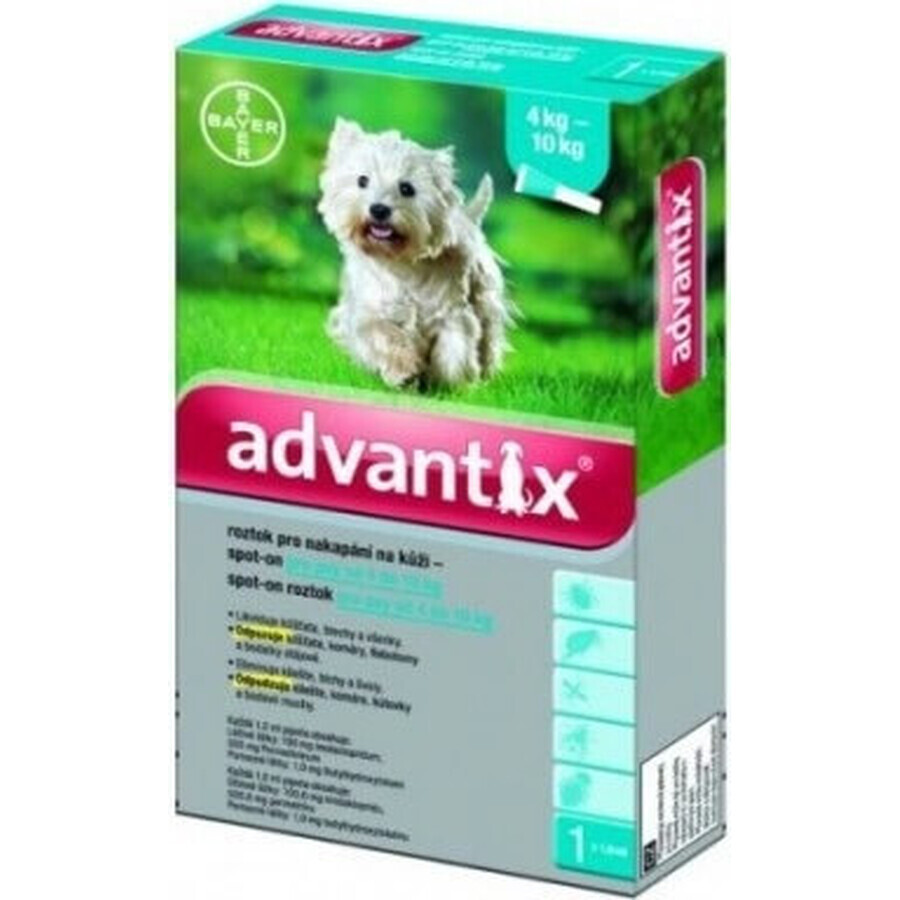 Advantix Spot-on voor honden van 4 tot 10 kg (4 pipetten) 4x1 ml