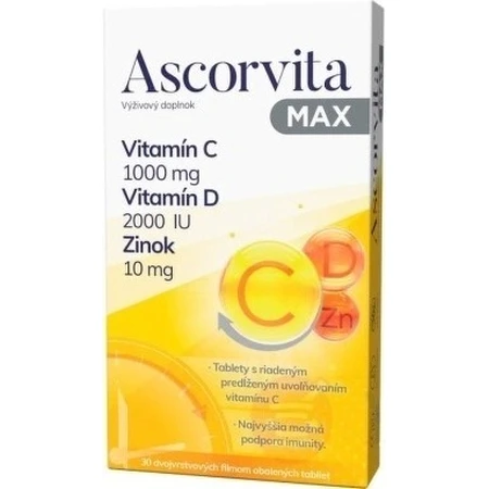 ASCORVITA MAX tbl vitamine C, D en zink 1x30 st