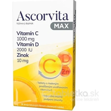ASCORVITA MAX tbl vitamine C, D en zink 1x30 st