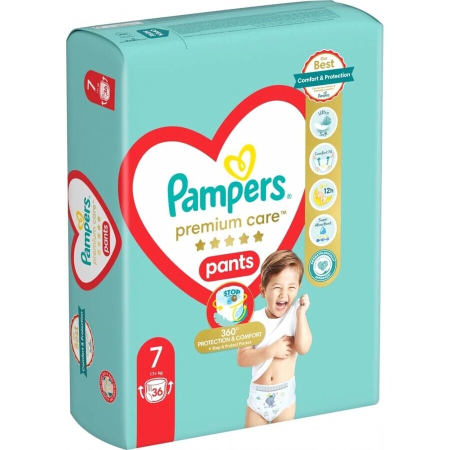 PAMPERS PREMIUM CARE DIAPER PANTS TAILLE 7 17KG 36KS 1×36 pcs, culotte de protection taille 7