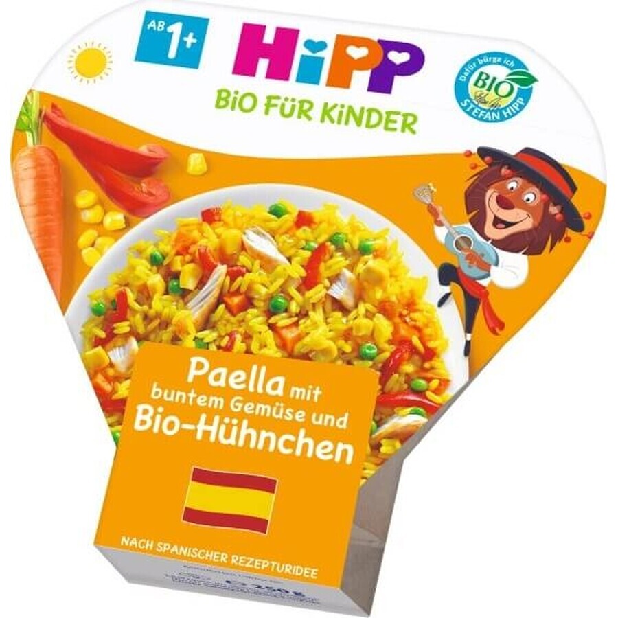 HiPP Paella biologica con verdure e pollo dal Regno Unito. 1 anno 1×250 g antipasto di verdure e carne per bambini