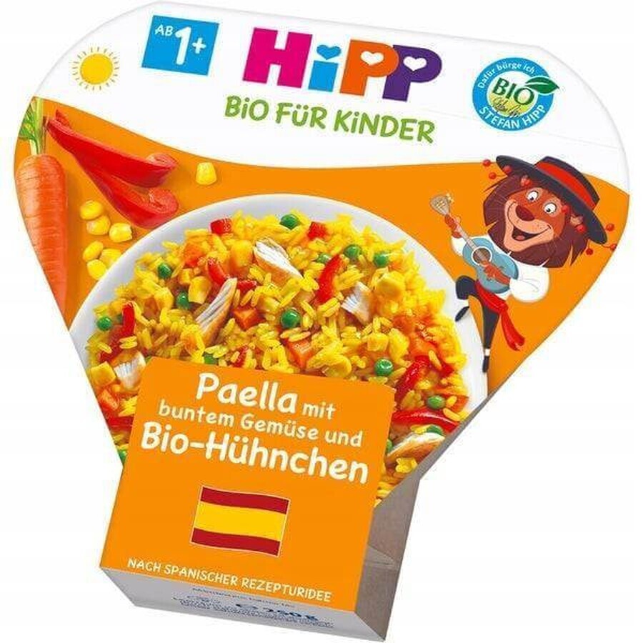 HiPP Paella biologica con verdure e pollo dal Regno Unito. 1 anno 1×250 g antipasto di verdure e carne per bambini