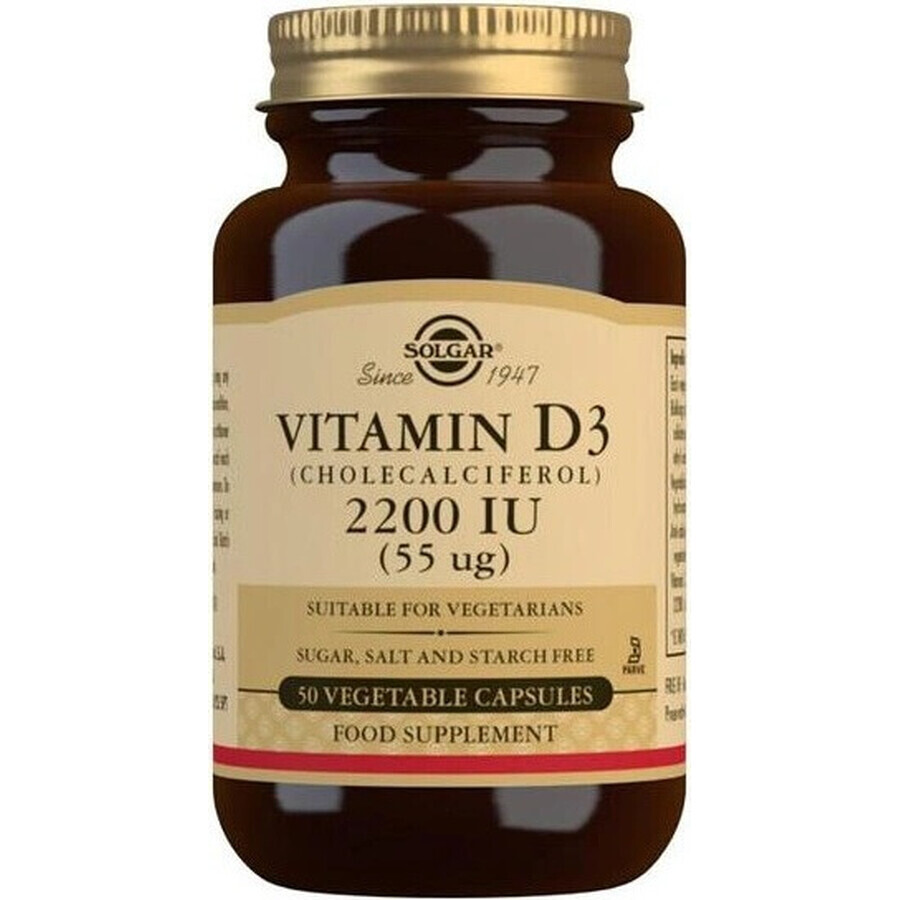 Solgar Vitamin D3 2200 IU 50 Kapseln 1×50 tbl, Nahrungsergänzungsmittel