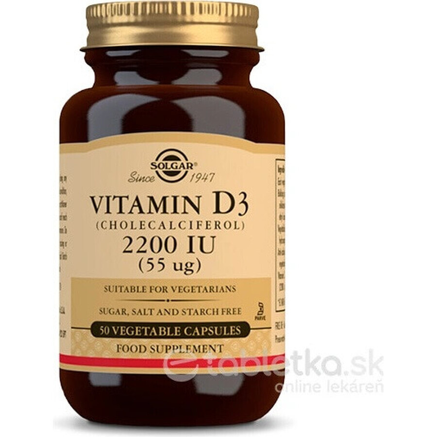 Solgar Vitamin D3 2200 IU 50 Kapseln 1×50 tbl, Nahrungsergänzungsmittel