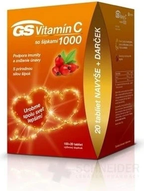 GS Vitamine C 1000+cones, 100+20 tbl 1×100+20 tbl, voedingssupplement