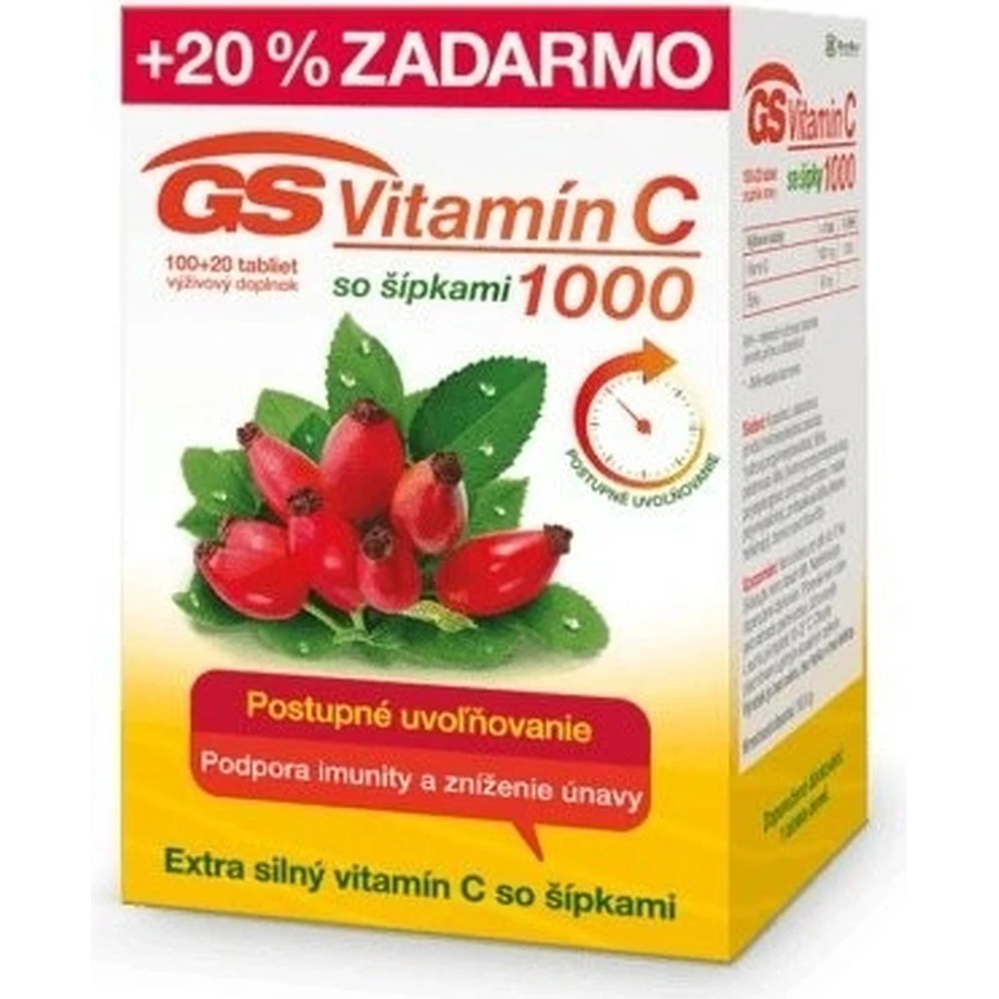 GS Vitamin C 1000+cones, 100+20 tbl 1×100+20 tbl, nutritional supplement