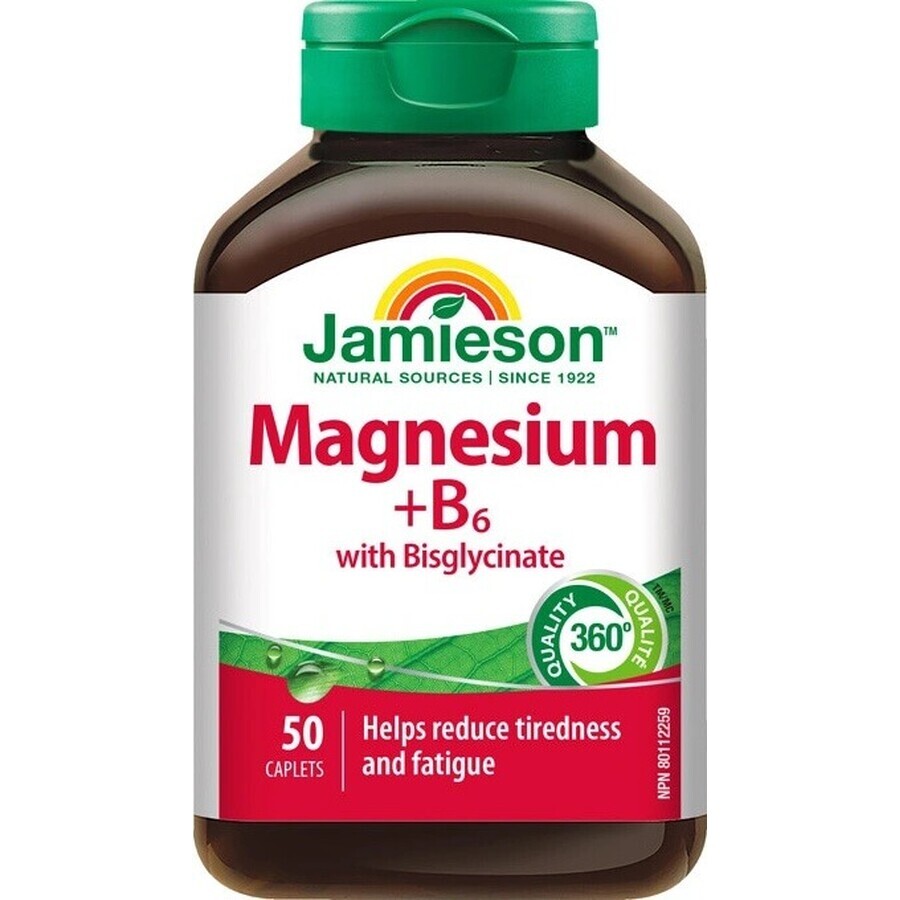 Jamieson Magnesium + Vitamin B6 with bisglycinate 1×50 tbl, food supplement