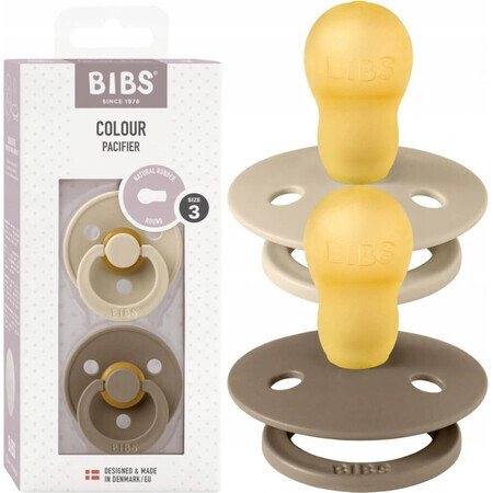 BIBS natural rubber soothers BIBS Colour vanilla/ dark oak 1×2, size 3