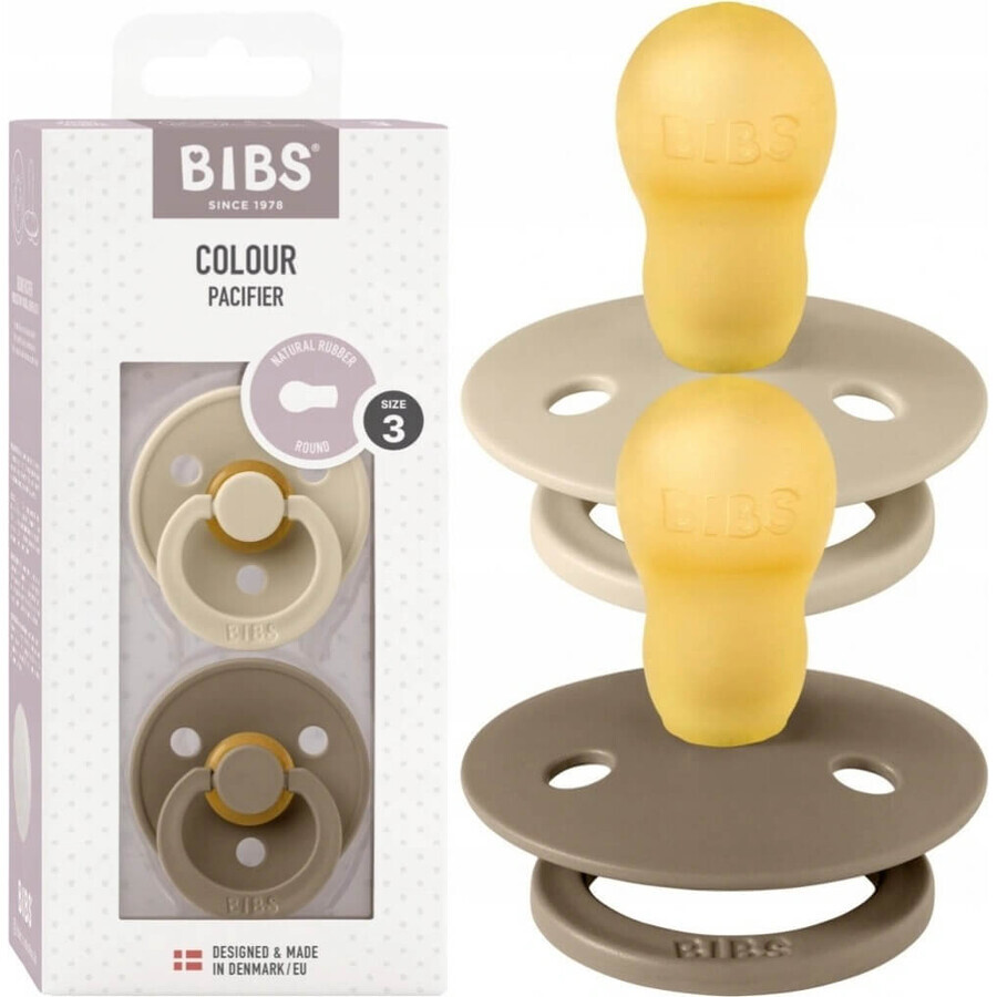 BIBS natural rubber soothers BIBS Colour vanilla/ dark oak 1×2, size 3