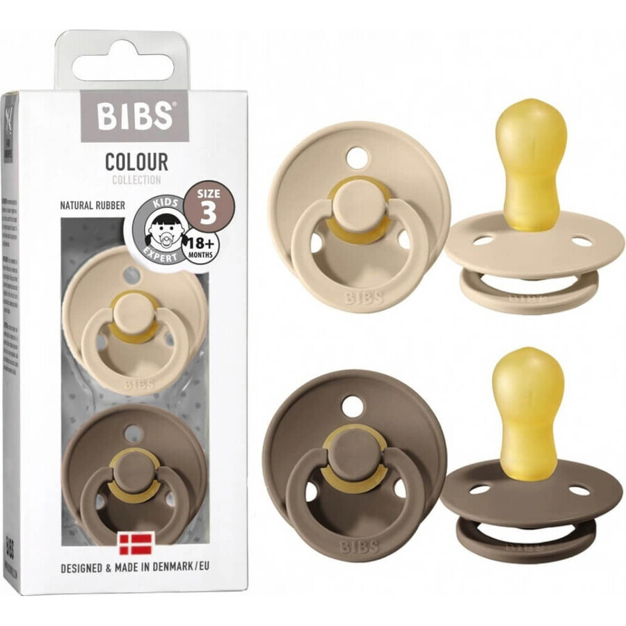 BIBS natural rubber soothers BIBS Colour vanilla/ dark oak 1×2, size 3