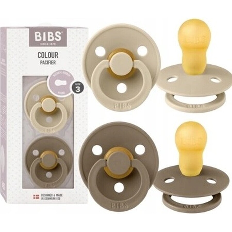 BIBS natural rubber soothers BIBS Colour vanilla/ dark oak 1×2, size 3