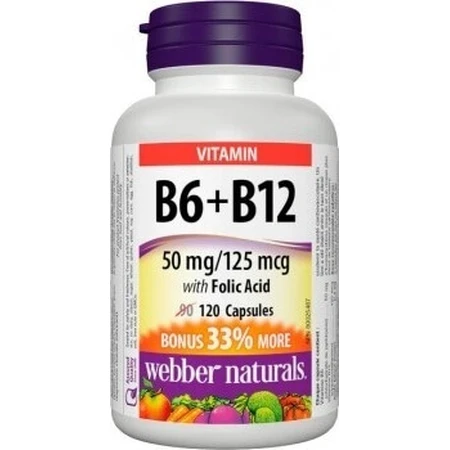 WEBBER NATURALS Witamina B6+B12+F kwas foliowy 1×120 cps, suplement diety: ceny i cechy