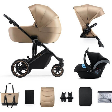 Cărucior combinat KINDERKRAFT SELECT 3in1 Prime 2 Sandrose Beige, Premium 1×1 buc, cărucior