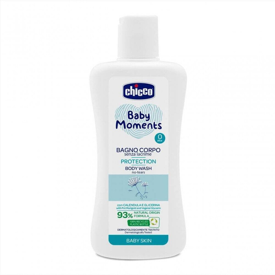 CHICCO Baby Body Shampoo BABY MOMENTS PROTECTION 1×200 ml, curăță delicat pielea bebelușului