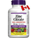 WEBBER NATURALS Zink 50 mg Citraat 1×180 tbl, voedingssupplement