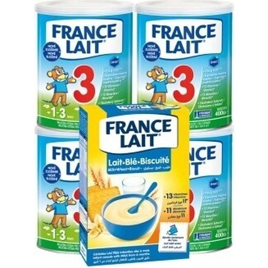 France Lait 3 4x400g + porridge di grano FL. Set 250g 1×1, set latte in polvere per neonati