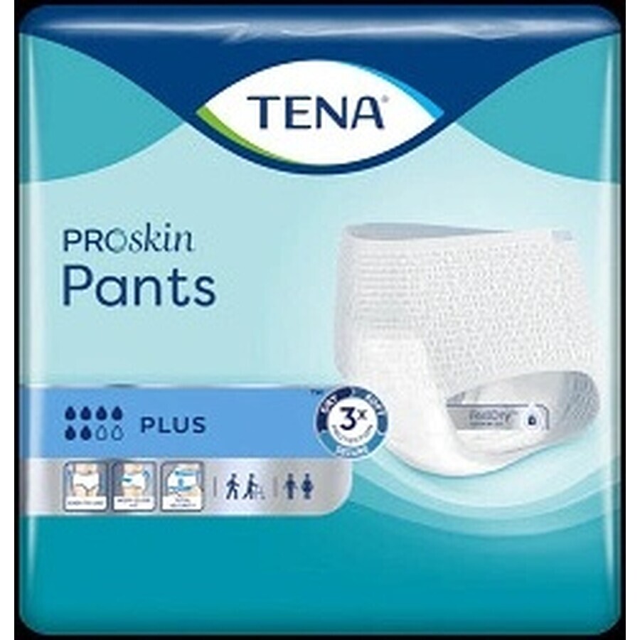 TENA PANTS PLUS EXTRA LARGE 1×12 buc, chiloți absorbanți extensibili, absorbție 1440 ml, circumferința șoldului 120-160 cm