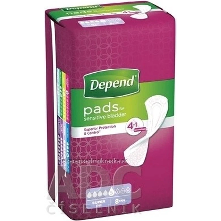 DEPEND SUPER 1×8 Stück, Inkontinenzeinlagen 11×36 cm