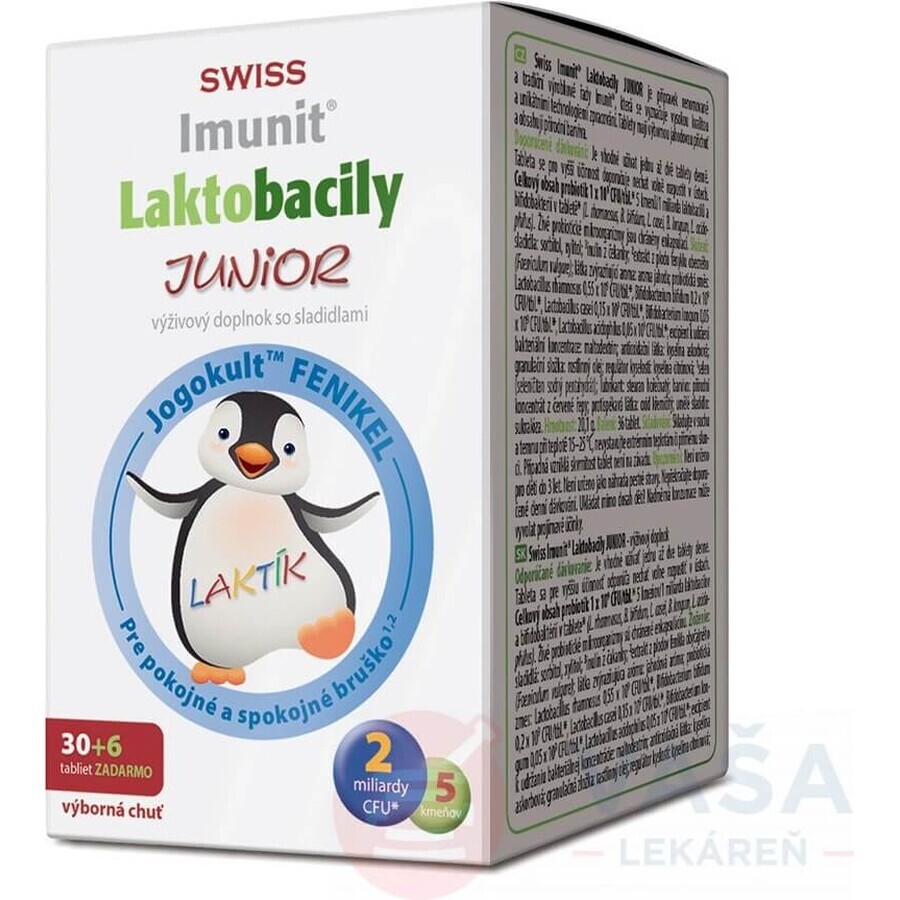 SWISS Lactobacilli JUNIOR Immunit + vitamin D3 30+6 tbl. 1×36 tbl, vitamins