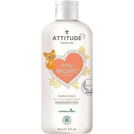 ATTITUDE Babyzeep en -shampoo (2 in 1) Babyblaadjes met perensaparoma 1×473 ml, bodylotion voor baby's