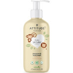 ATTITUDE Babyzeep en -shampoo (2 in 1) Babyblaadjes met perensaparoma 1×473 ml, bodylotion voor baby's