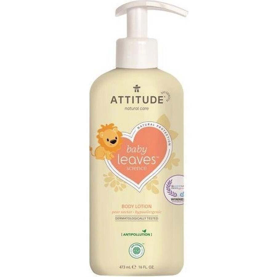 ATTITUDE Babyzeep en -shampoo (2 in 1) Babyblaadjes met perensaparoma 1×473 ml, bodylotion voor baby's