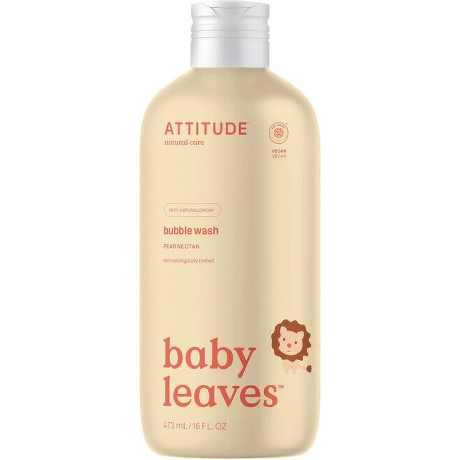 ATTITUDE Babyzeep en -shampoo (2 in 1) Babyblaadjes met perensaparoma 1×473 ml, bodylotion voor baby's