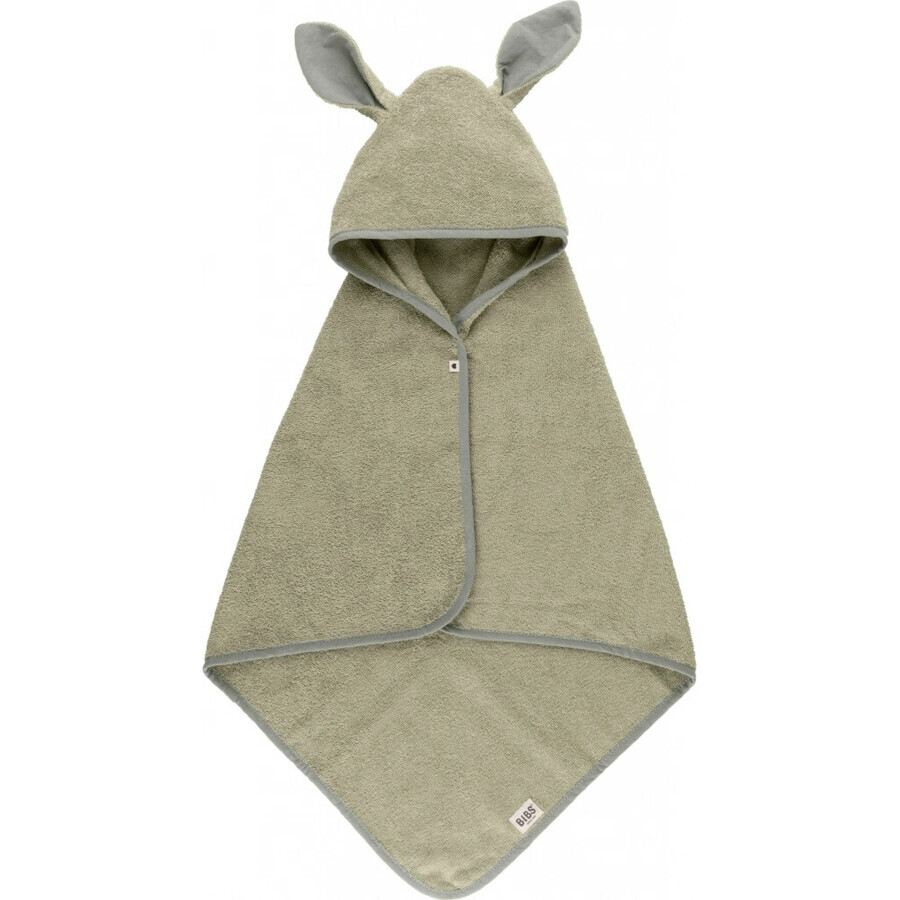 BIBS Bath towel with kangaroo hood in organic cotton, Sage 1×1 pc, bath towel