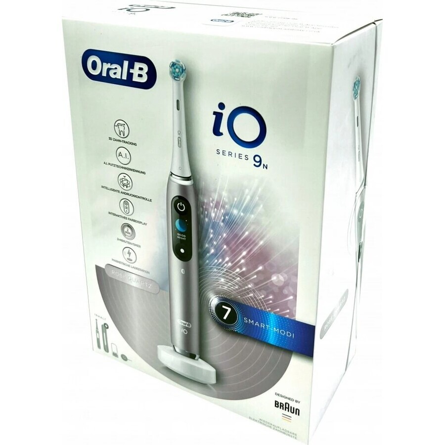 Oral B EK iO Series 9 Rose Quartz + porte-brosse à dents + étui de voyage 1×1 set, brosse à dents électronique