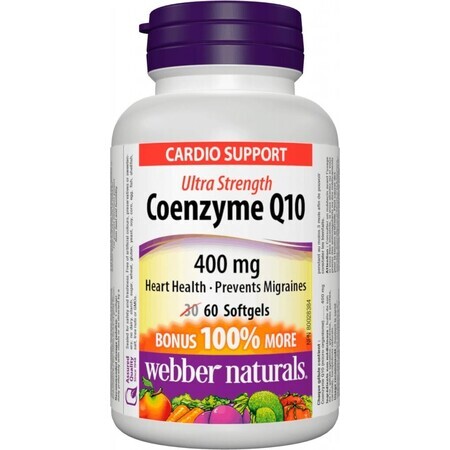 WEBBER NATURALS Co-enzym Q10 400 mg EXTRA STERK 1×60 cps, voedingssupplement