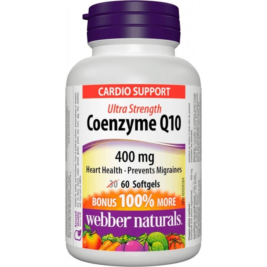 WEBBER NATURALS Co-enzym Q10 400 mg EXTRA STERK 1×60 cps, voedingssupplement