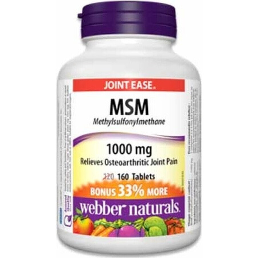 WEBBER NATURALS MSM 1000 mg BONUS 1×160 tbl, voedingssupplement