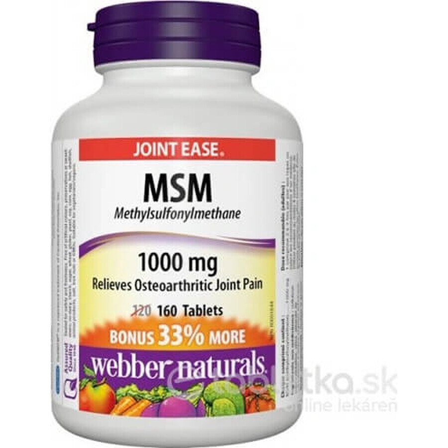 WEBBER NATURALS MSM 1000 mg BONUS 1×160 tbl, voedingssupplement