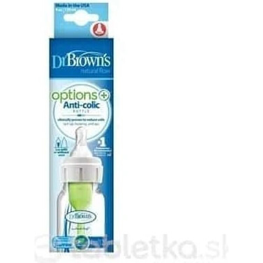 Dr.BROWN'S BABY BOTTLE OPTIONS+ 120 ml 1×1 Stück, schmal, 0M+, antikolik, Kunststoff, weiß