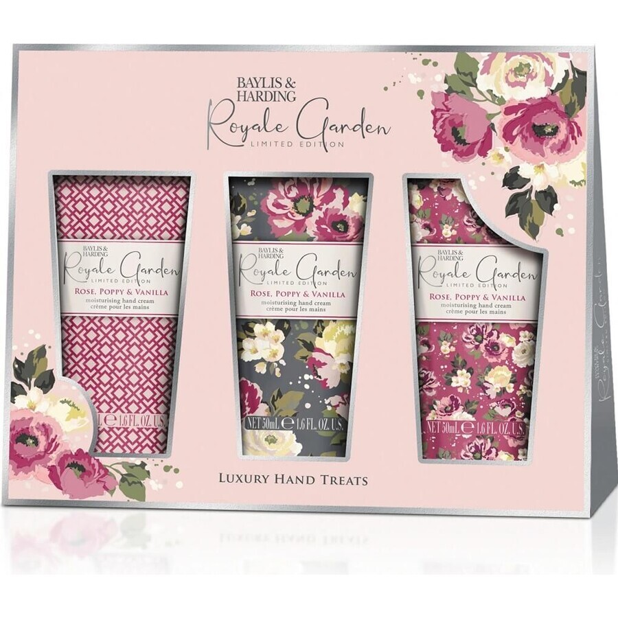 Baylis and Harding Set cadou de creme de mâini Rose & Wolf Poppy 1×3 buc, set cadou