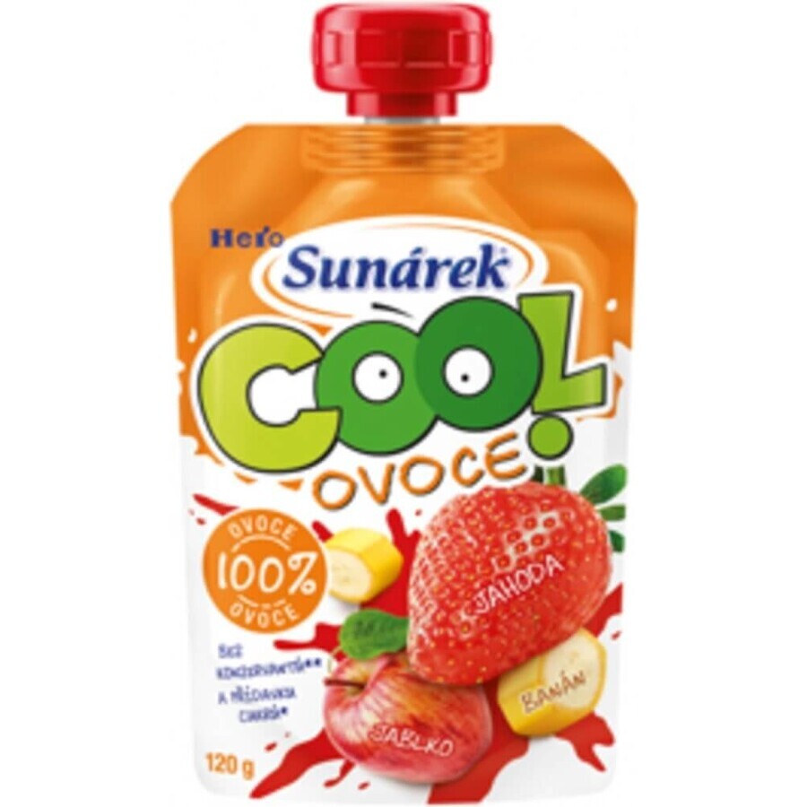 Sunar COOL Fruit Banaan, aardbeien, appels 1×120 g, Banaan, aardbeien, appels, 12m+