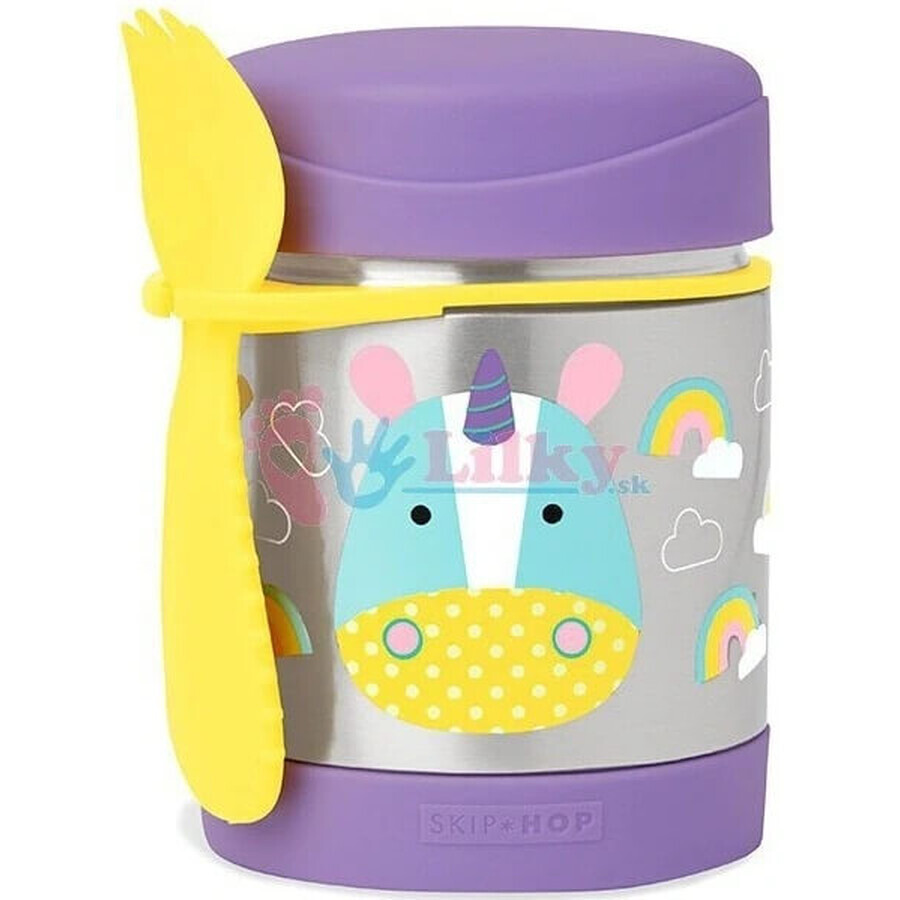 SKIP HOP Zoo Termos alimentar cu lingură și furculiță Unicorn, 12 m+ 1×325 ml, termos alimentar