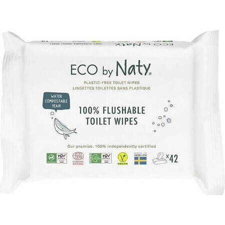 Eco by Naty vochtige doekjes met geurvrije toiletpapierfunctie 1×42 stuks, vochtige doekjes